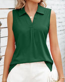 Zara – Ärmellose Bluse mit klassischem Kragen und Falte vorne