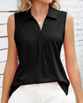 Zara – Ärmellose Bluse mit klassischem Kragen und Falte vorne