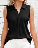 Zara – Ärmellose Bluse mit klassischem Kragen und Falte vorne