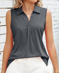 Zara – Ärmellose Bluse mit klassischem Kragen und Falte vorne