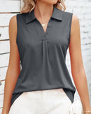 Zara – Ärmellose Bluse mit klassischem Kragen und Falte vorne