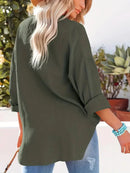 Susanna - Langärmelige lockere Bluse mit Knöpfen und Tasche