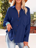 Susanna - Langärmelige lockere Bluse mit Knöpfen und Tasche