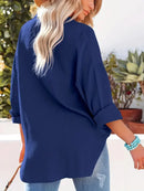 Susanna - Langärmelige lockere Bluse mit Knöpfen und Tasche
