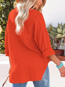 Susanna - Langärmelige lockere Bluse mit Knöpfen und Tasche