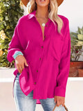 Susanna - Langärmelige lockere Bluse mit Knöpfen und Tasche