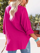 Susanna - Langärmelige lockere Bluse mit Knöpfen und Tasche