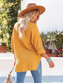 Susanna - Langärmelige lockere Bluse mit Knöpfen und Tasche