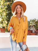 Susanna - Langärmelige lockere Bluse mit Knöpfen und Tasche