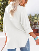 Susanna - Langärmelige lockere Bluse mit Knöpfen und Tasche