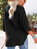 Susanna - Langärmelige lockere Bluse mit Knöpfen und Tasche