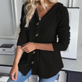 Ella - Warmer Langärmelig Gestrickt Kapuzenpulli Mit Schaltflächen
