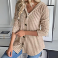 Ella - Warmer Langärmelig Gestrickt Kapuzenpulli Mit Schaltflächen