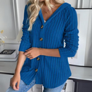 Ella - Warmer Langärmelig Gestrickt Kapuzenpulli Mit Schaltflächen