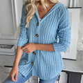 Ella - Warmer Langärmelig Gestrickt Kapuzenpulli Mit Schaltflächen
