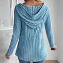 Ella - Warmer Langärmelig Gestrickt Kapuzenpulli Mit Schaltflächen