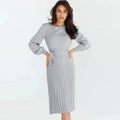 Emilia - Casual Rundhalsausschnitt slim fit Strickkleid mit langen Ärmeln