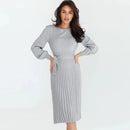 Emilia - Casual Rundhalsausschnitt slim fit Strickkleid mit langen Ärmeln