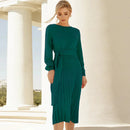 Emilia - Casual Rundhalsausschnitt slim fit Strickkleid mit langen Ärmeln