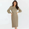 Emilia - Casual Rundhalsausschnitt slim fit Strickkleid mit langen Ärmeln
