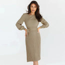 Emilia - Casual Rundhalsausschnitt slim fit Strickkleid mit langen Ärmeln