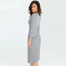 Emilia - Casual Rundhalsausschnitt slim fit Strickkleid mit langen Ärmeln