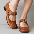 Yolina - Modische dickem Absatz Schuhe mit Schnalle und rutschfest Komfort