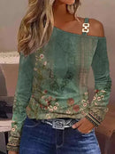 Lina – Lässiges Off-Shoulder-Top mit Schnallenriemen-Detail