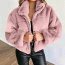 Calista - Langärmelig Reißverschluss Kunstpelz Plüsch Jacke