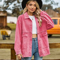 Sabrina - Langärmelige Große Taschen Denim Jacke Mit Knöpfen