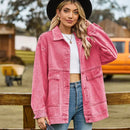 Sabrina - Langärmelige Große Taschen Denim Jacke Mit Knöpfen