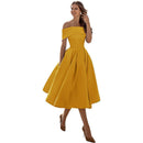 Greta - Stilvoll Trägerlos Satin Kleid