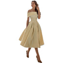 Greta - Stilvoll Trägerlos Satin Kleid