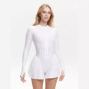 Laura – Langärmliger Reißverschluss Jumpsuit mit figurbetonter Passform