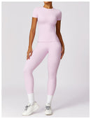 Nova – Figurbetontes Kurzarm-Top-Set mit High-Rise-Leggings