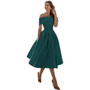 Greta - Stilvoll Trägerlos Satin Kleid