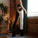 Clara – Stylische zweifarbige Hohe Taille Hose mit schmaler Passform und Taschen