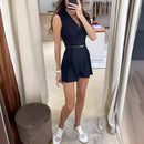 Lina – Modischer ärmelloser Jumpsuit mit Reverskragen und schmaler Passform