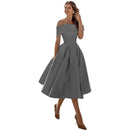 Greta - Stilvoll Trägerlos Satin Kleid