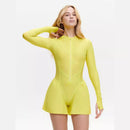 Laura – Langärmliger Reißverschluss Jumpsuit mit figurbetonter Passform