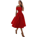 Greta - Stilvoll Trägerlos Satin Kleid