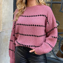 Lina - Langärmeliger Rundhalsausschnitt Übergroßer Pullover