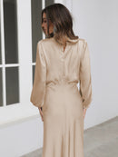 Mila - Lässig Satin Ärmel Lose Langes Kleid