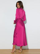 Mila - Lässig Satin Ärmel Lose Langes Kleid