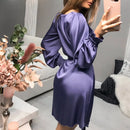 Lena - Lässiges Midikleid mit Taillengürtel und langen Ärmeln
