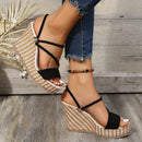 Miriam - Modische offene Sandalen mit Knöchelschnalle und dickem Keilabsatz
