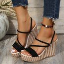 Miriam - Modische offene Sandalen mit Knöchelschnalle und dickem Keilabsatz