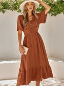 Anna - Elegantes Boho Maxikleid Mit Kurzen Ärmeln