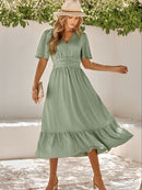 Anna - Elegantes Boho Maxikleid Mit Kurzen Ärmeln