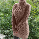 Amara - Langärmeliger Kabelstrickmuster Rollkragenpullover